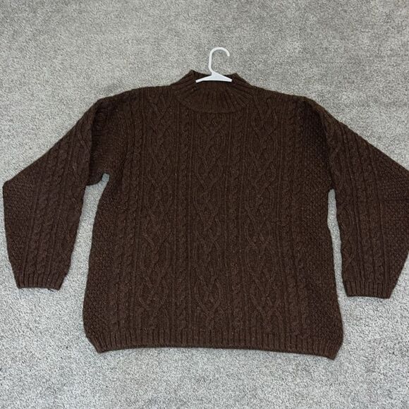 Donegal Made in Ireland Irish Brown Fishermans knit Wool/Mohair Crewneck Sweater